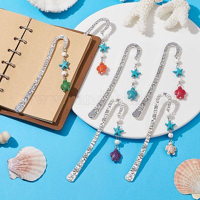 Подвески-подвески в виде морской звезды из синтетической бирюзы и черепахи с натуральным лавовым камнем AJEW-JK00285-1