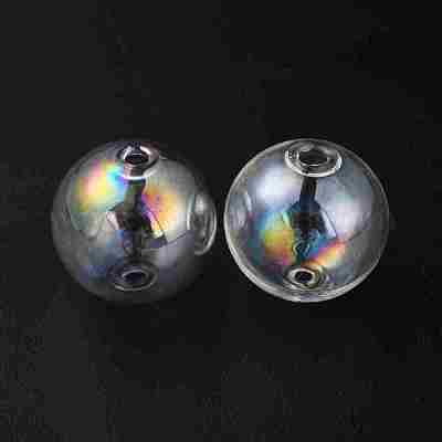 Бусины ручной работы из дутого стекла с двумя отверстиями FIND-WH0104-01F-1