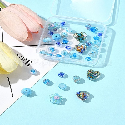 38 шт. бугристые стеклянные бусины ручной работы LAMP-FS0001-40-1