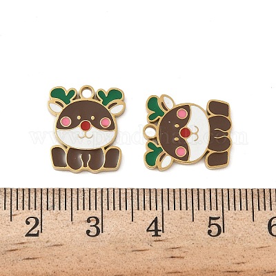 Рождественские эмалевые подвески из нержавеющей стали 304 STAS-Z093-08N-G-1