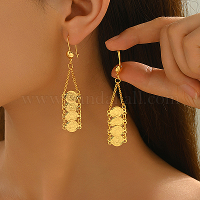 Латунные плоские круглые серьги-кольца PH3349-2-1