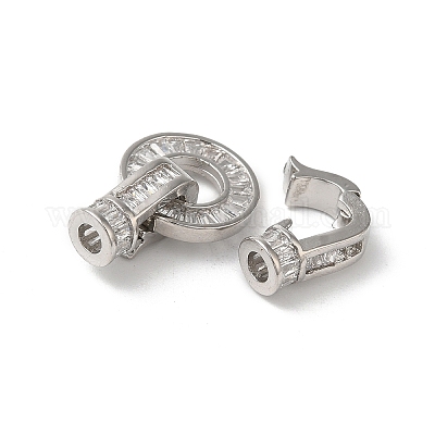 Покрытие стойки круглое кольцо латунь микропаве фианиты складные застежки KK-F873-21P-02B-1