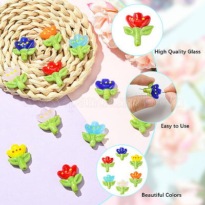 12шт 6 цвета бусины лэмпворк ручной работы LAMP-PA0001-04-1