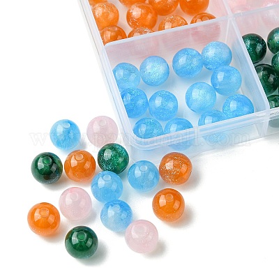 64шт 4 цвета круглые бусины из смолы с имитацией кошачьего глаза RESI-FS0001-66C-1