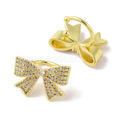 Женские серьги-манжеты из латуни с микропаве и прозрачным цирконием EJEW-I305-22G-1