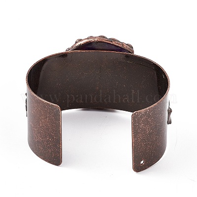 Открытые браслеты-манжеты с натуральным аметистом BJEW-A130-02-1