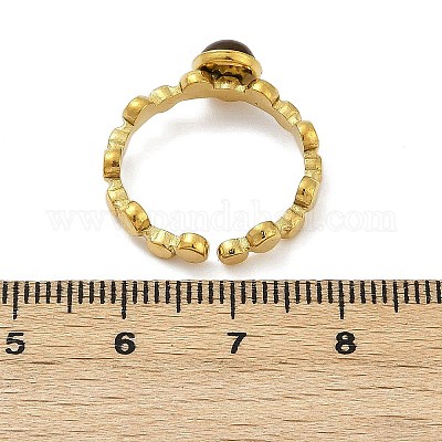 Кольца-манжеты из нержавеющей стали 316 с натуральными смешанными драгоценными камнями RJEW-Z098-01G-02-1