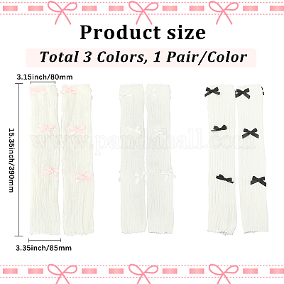 3 пара 3-х стилевых хлопковых рукавов-ножек с бантом AJEW-CY0001-28-1
