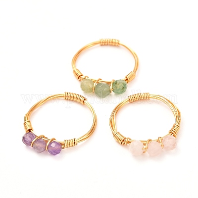 Кольца из бисера из медной проволоки RJEW-JR00393-1