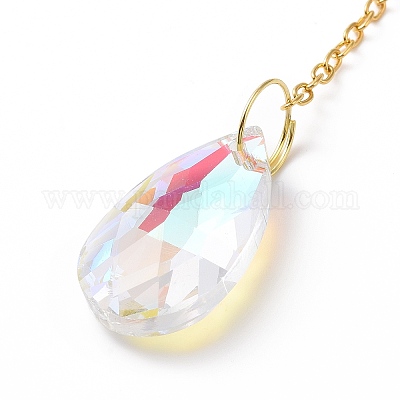 Хрустальная люстра стеклянная каплевидная подвеска украшения HJEW-D029-02G-A-1