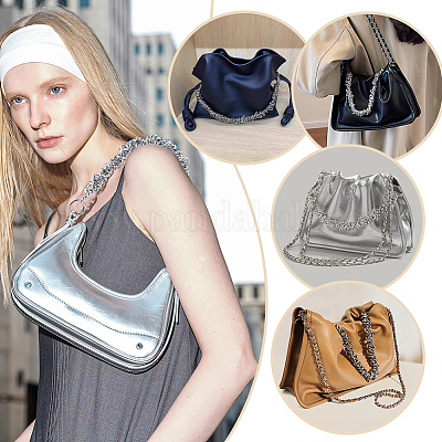 Ручки для сумок из цинкового сплава с витыми кольцами и цепочкой FIND-WH0436-47P-1