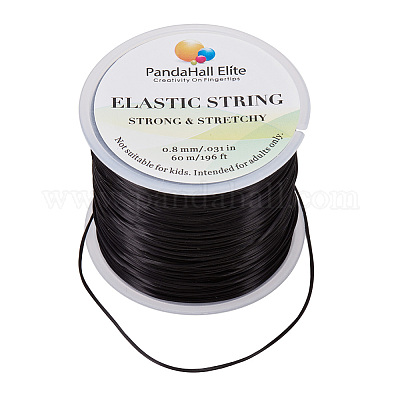 PandaHall 1 Roll 0.8mm Black Elastic Stretch Polyester Jewelry Bracelet Crystal String Cord (60m/Roll)