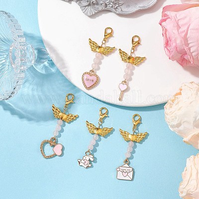 Подвеска из сплава с эмалью ко Дню святого Валентина HJEW-JM02028-01-1