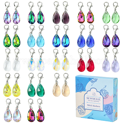 2 комплект стеклянных подвесок-капель HJEW-SC0002-18-1