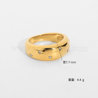 Кольца для пальцев из нержавеющей стали 304 с микропаве из кубического циркония FS-WG7A2B7-05-1