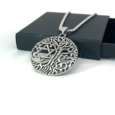 Ожерелья из нержавеющей стали с подвеской в виде звезды Давида и дерева жизни JQ9239-1