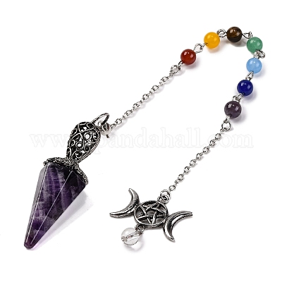 Биолокационные маятники из натурального аметиста с заостренным шестиугольным конусом G-Q184-03E-AS-1