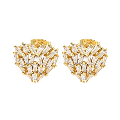 Серьги-гвоздики с прозрачным паве из латуни с кубическим цирконием EJEW-M258-39G-1