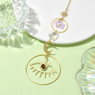 Подвеска из натурального тигрового глаза HJEW-TA00138-1