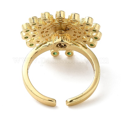 Вращающееся открытое кольцо с цветком кубического циркония RJEW-Q776-05G-1