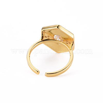 Латунные кольца из манжеты с прозрачным цирконием RJEW-S045-084A-NR-1
