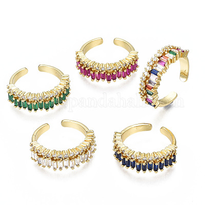 Прямоугольное открытое кольцо-манжета из кубического циркония RJEW-N037-008-1