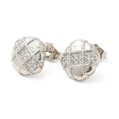 Прозрачные серьги-гвоздики с кубическим цирконием EJEW-Q770-06P-1