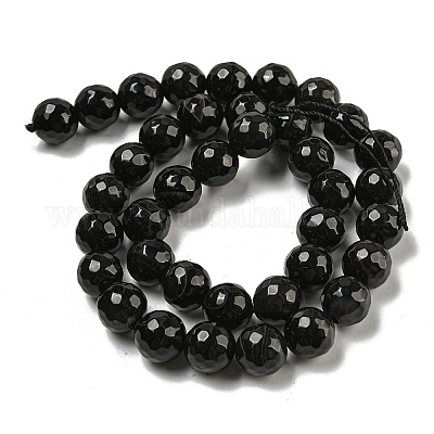 Натуральный черный агат круглый бусина прядь G-L084-10mm-28-1