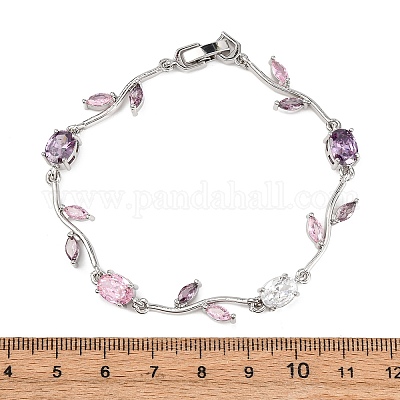 Браслеты из латуни с микропаве и фианитами для женщин BJEW-H209-03P-1