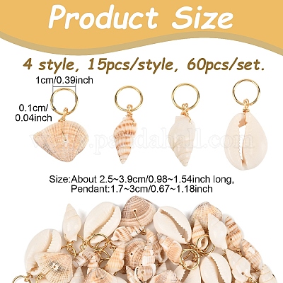 60 шт. 4 вида натуральных заколок-зажимов для укладки волос из ракушек каури&nbsp;OHAR-YW00001-1