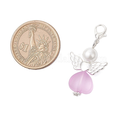 Подвеска в форме сердца ангела из акрила и стекла HJEW-JM03557-1