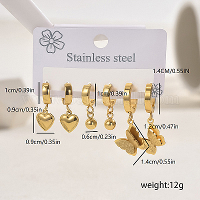 Комплекты сережек-колец из нержавеющей стали YN6312-1