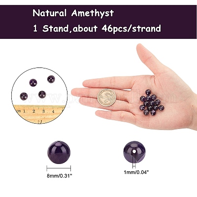 Природный аметист круглые пряди из бисера G-AR0001-88-1