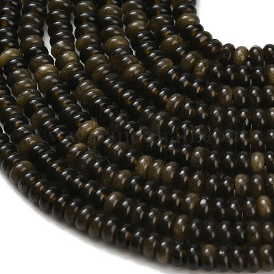 Естественный золотистый отлив обсидиан бисер пряди G-Z110-B31-2x4mm-1