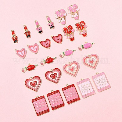 24 шт. 12 стиля ко Дню святого Валентина подвески из эмалевого сплава с покрытием ENAM-FS0002-56-1