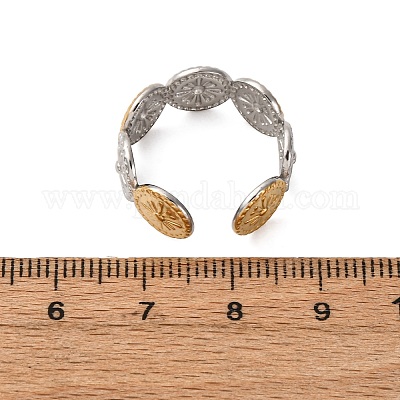 Двухцветные манжетные кольца из нержавеющей стали 304 RJEW-S635-01GP-Y-1