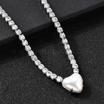 Теннисные ожерелья с прозрачными кубическими цирконами и латунным паве NJEW-K287-02P-1