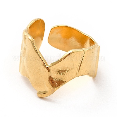 Ионное покрытие (ip) 304 нержавеющая сталь шеврон стрелка открытое манжетное кольцо для женщин RJEW-F131-15G-1