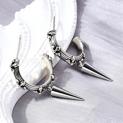 Серьги-гвоздики из латуни в форме буквы С с конусом EJEW-S261-06G-1