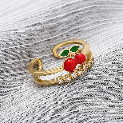 Латунные микропаве кубические цирконии регулируемые открытые манжеты кольца для женщин RJEW-U057-17C-G-1