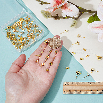 60 шт. 4 стиля фурнитуры для сережек-гвоздиков из нержавеющей стали 304 STAS-NB0001-99-1