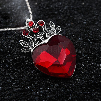 Латунные ожерелья с подвеской в виде сердца из стекла и паве FS-WG3AF77-01-1