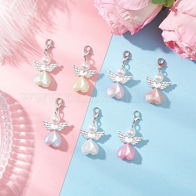 Подвеска в виде сердца в виде ангела из акрила HJEW-JM04187-1