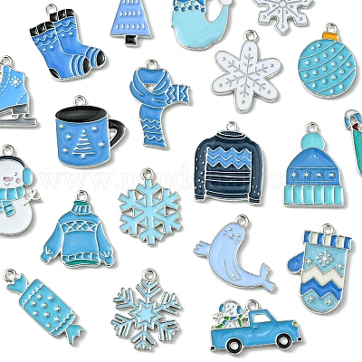 20 шт. 20 стиля подвески из сплава и эмали на зимнюю тематику ENAM-FS0001-97-1
