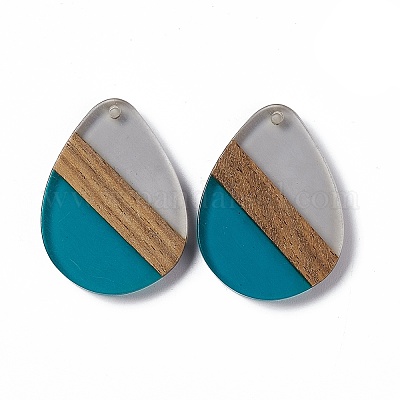 Подвески из прозрачной смолы и ореха RESI-M027-04C-1