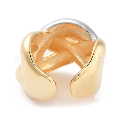 Латунное открытое кольцо-манжета крест-накрест для женщин RJEW-C102-08GP-1