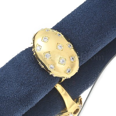 Латунные кольца из манжеты с прозрачным цирконием RJEW-M029-04G-1