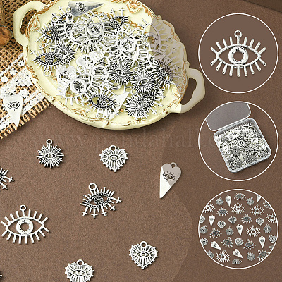 50 шт. 5 стиля подвески из цинкового сплава в тибетском стиле со стразами FIND-SC0019-10-1