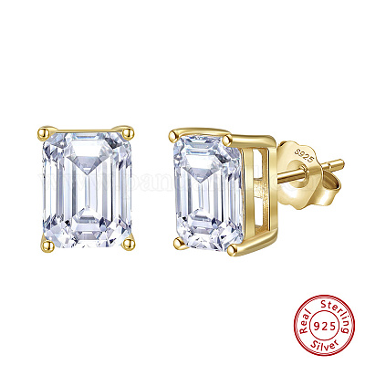 925 серьги-гвоздики из стерлингового серебра с прозрачным кубическим цирконием EJEW-G443-08G-1