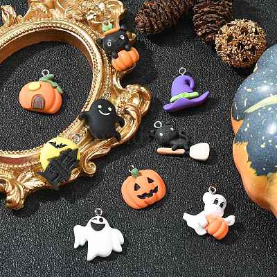 40шт 10 стиля непрозрачные подвески из смолы RESI-CJ0002-89-1